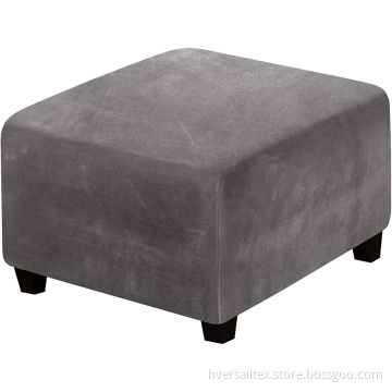 Square Ottoman Cover Velvet Plush Storage Stool Cover